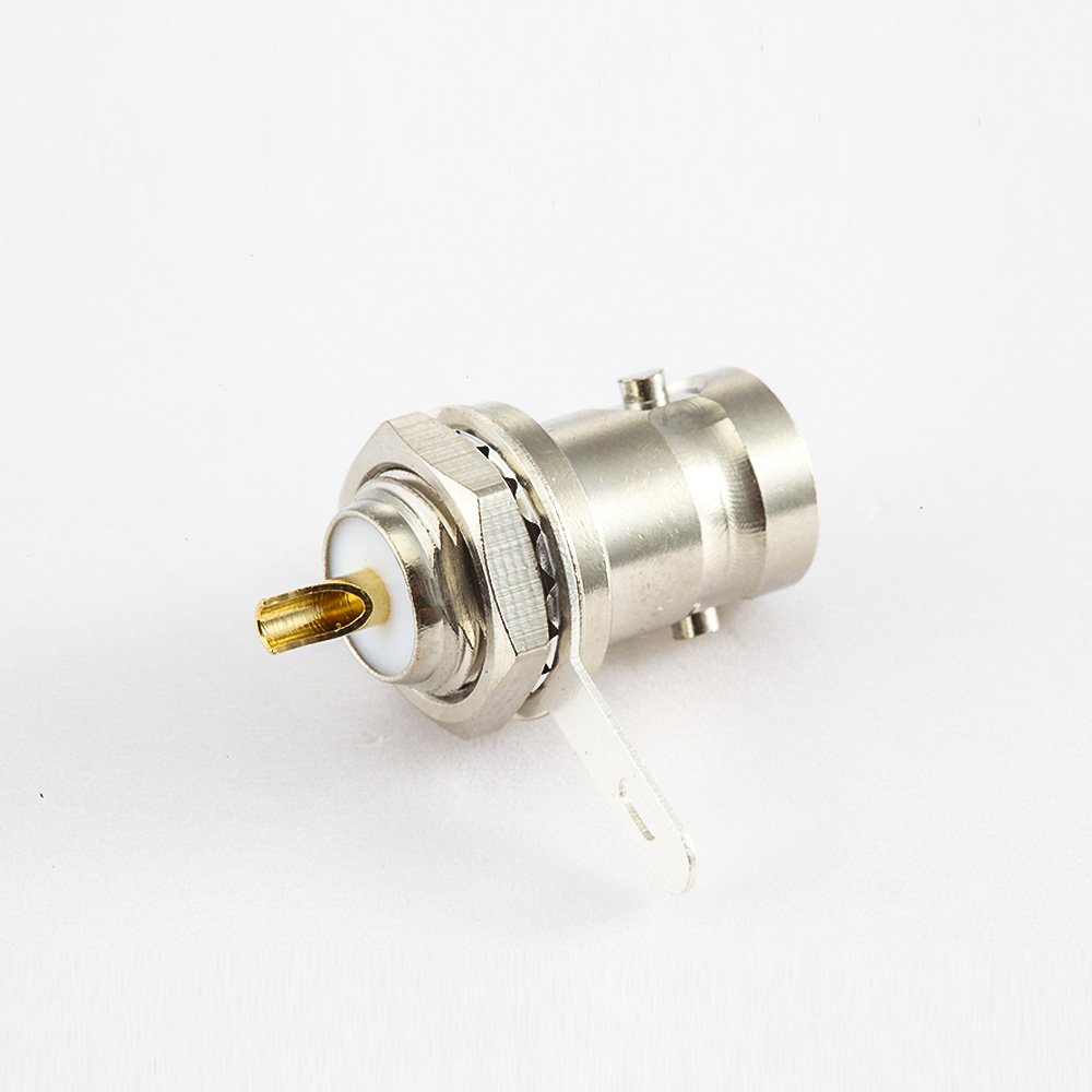 EB-001-0510 面板安裝后鎖穿墻BNC連接器母頭180度焊接50ohm接地