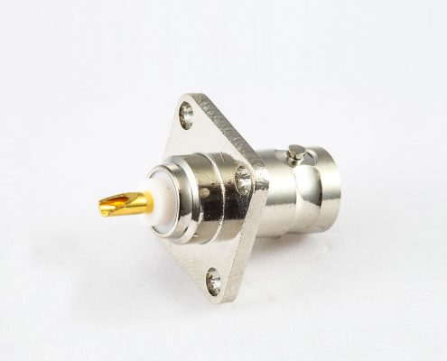 焊杯型BNC連接器接線公頭180度面板50ohm帶4孔法蘭