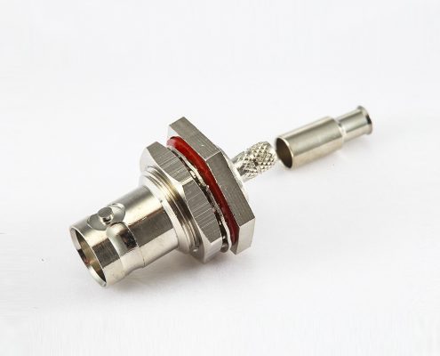 防水壓接RG174/RG316BNC母頭直式連接器面板安裝后鎖穿墻