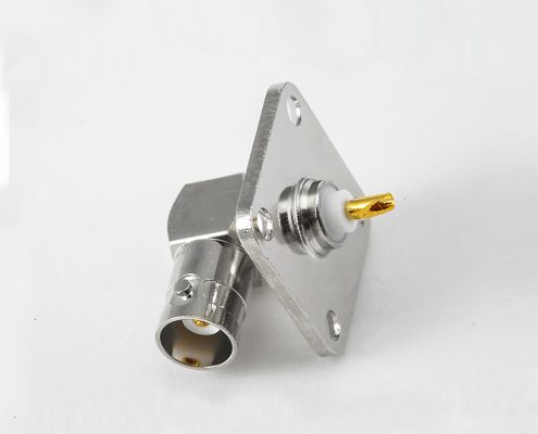 BNC連接器接線焊接母頭彎式面板安裝4孔法蘭