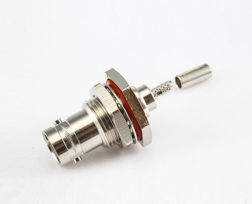 防水壓接RG174/RG316BNC插座180度連接器面板安裝前鎖穿墻