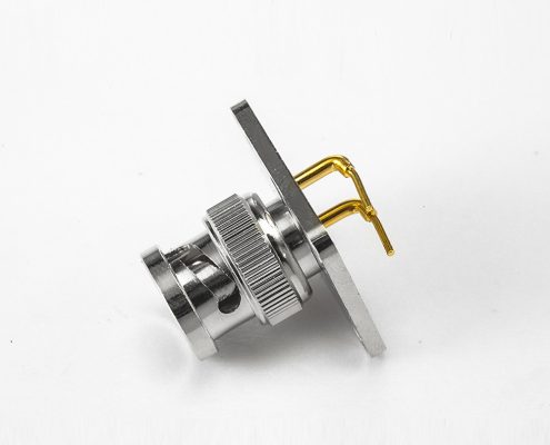 BNC連接器公頭PCB安裝彎插4孔法蘭