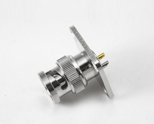 BNC連接器接線直式面板安裝4孔法蘭焊杯75ohm