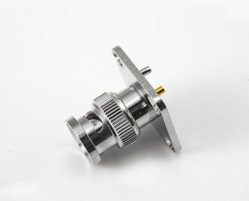 接線BNC連接器公頭直式后鎖穿墻焊接型