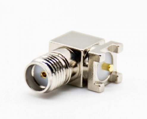 SMA母頭彎式PCB板安裝貼板螺紋連接連接器