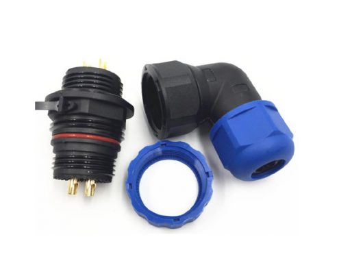 IP68防水航空插頭插座 2芯彎式連接器SP21鍍金30A