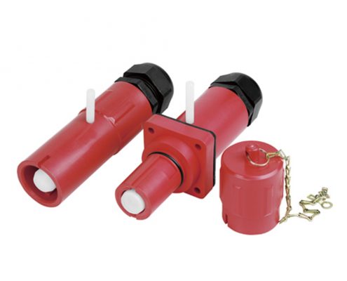 牽引電機(jī)連接器YGC1芯直式螺紋連接冷壓接IP67400A紅色配線規(guī)格95公母對接帶防塵蓋