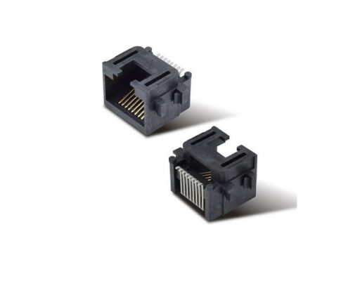 網(wǎng)線插座RJ45沉板8P8C母座網(wǎng)絡(luò)連接器SMT全塑黑色不帶燈X2