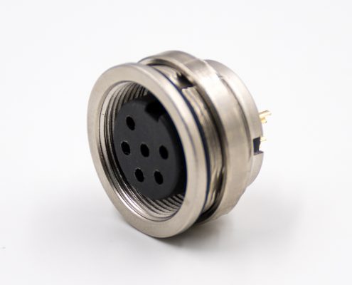 6芯插座M16板端插座A扣母頭直式后鎖板接線傳感器連接器