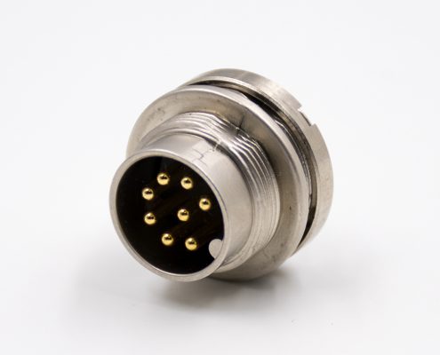 M168p前裝面板頭板端插座A扣公頭直式前鎖板接線焊接式傳感器連接器