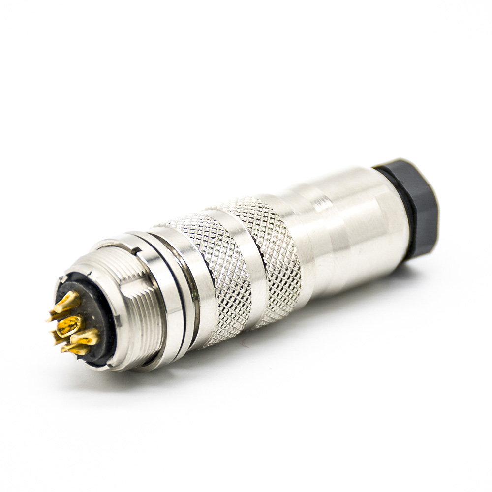 38 (3) M16工業(yè)連接器6芯公母一套公插頭母插座直式接線焊接式后鎖板帶屏蔽