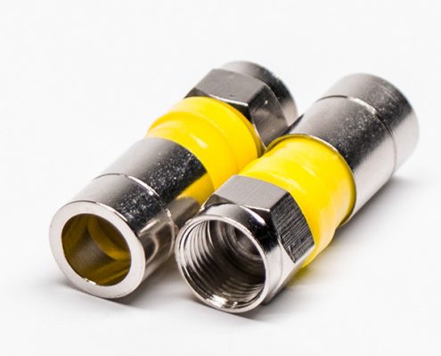 F頭插頭黃色公頭直式同軸連接器壓縮接RG6