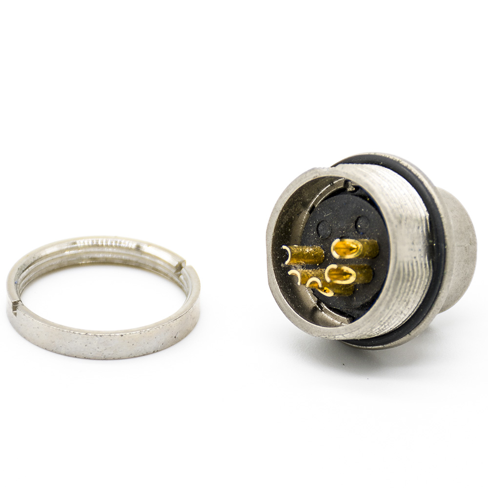 43 (3) M16 5芯連接器公插座直式面板安裝后鎖板帶屏蔽