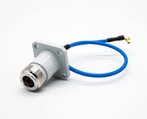 RF射頻線材N頭四孔法蘭直式母頭轉(zhuǎn)MMCX彎式公頭