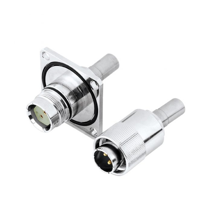 7-1 軌道連接器2芯直式IP67卡口連接公母對接冷壓接YGC連接器