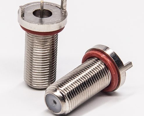 f型旋轉(zhuǎn)接頭直式母頭插板型接PCB板螺紋連接帶防水圈