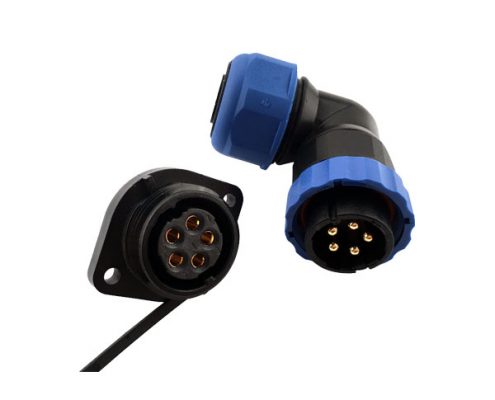5芯防水塑料連接器 SP21-5芯彎頭