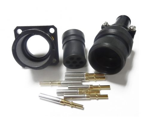 JL插座母頭7芯四孔法蘭美標(biāo)焊接牽引連接器面板安裝