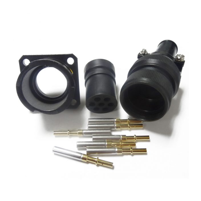 JL插座母頭7芯四孔法蘭美標(biāo)焊接牽引連接器面板安裝