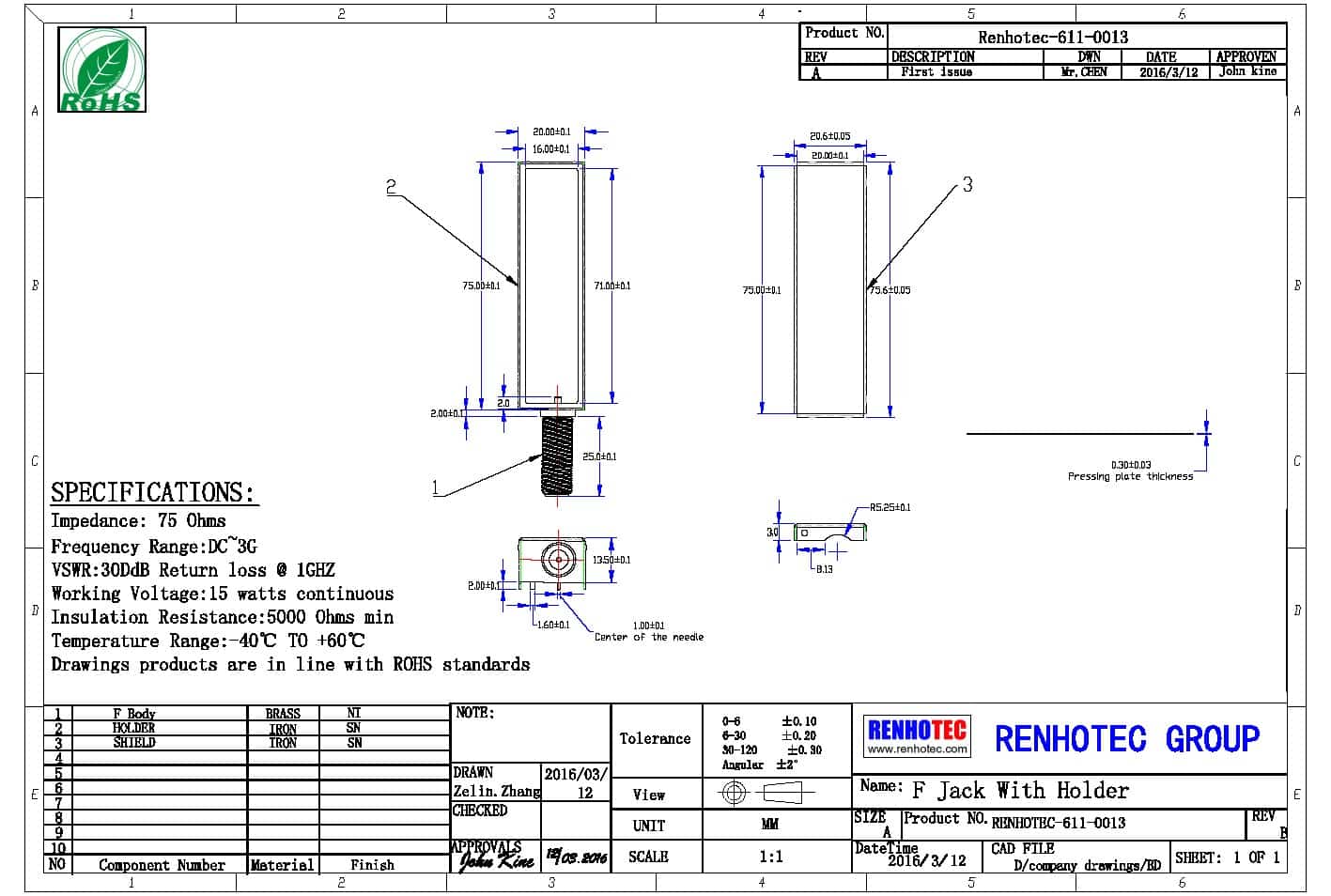 f 型射頻連接器同軸彎式穿墻式母頭帶屏蔽罩