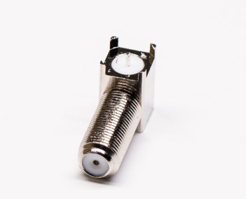 f型接頭前鎖穿墻彎式母頭接PCB插孔式