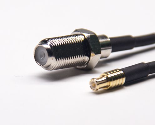 F型連接器母頭直式雙銑邊轉MCX直式公頭接RG174線