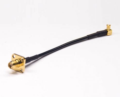 MCX接頭彎式公頭轉(zhuǎn)SMA直式母頭面板安裝RF線材接RG174線