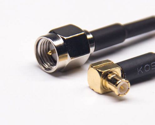 SMA型直式公頭同軸線轉(zhuǎn)MCX彎式公頭接RG316