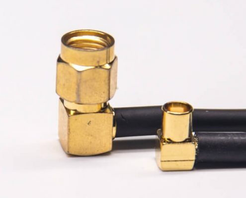 sma反極公頭焊RG174射頻線接mcx彎式母頭