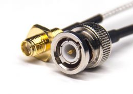 直插式BNC 180度公頭轉(zhuǎn)SMA直式母頭后鎖板接RG316線
