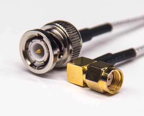 BNC線直式公頭轉(zhuǎn)SMA彎式反極公頭RF線材接RG316
