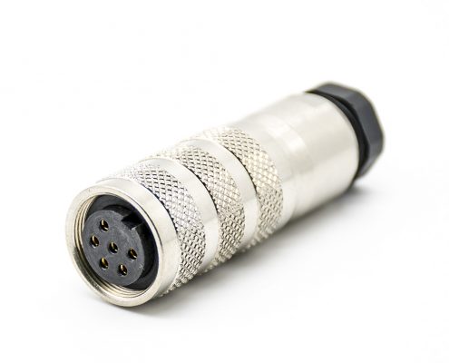 M16圓形連接器6芯母頭直式焊線連接器