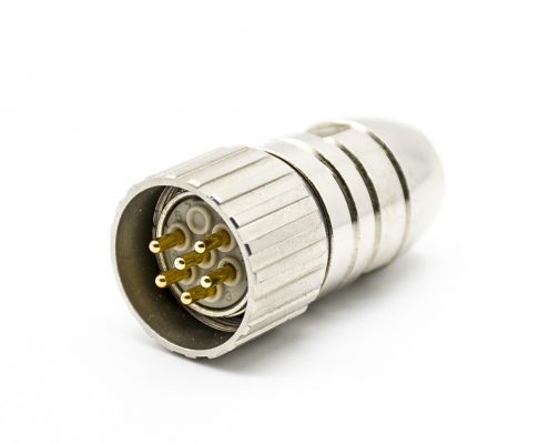 M23接頭直式焊線式6芯公插頭帶屏蔽