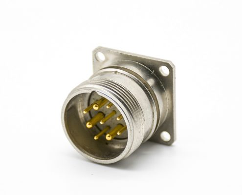 M23帶法蘭面板插座9芯公插座直式焊線M23連接器