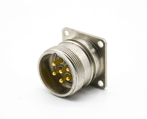 M23法蘭連接器6芯公插座直式4孔法蘭焊線連接器