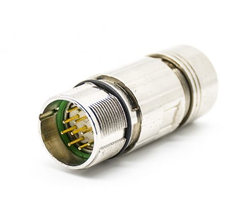 M系列連接器M23 12芯公插頭直式接線焊線帶屏蔽連接器