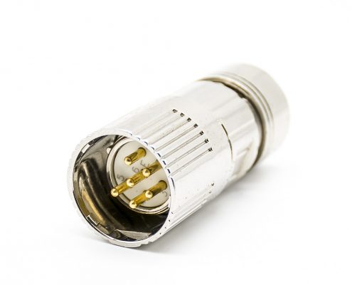 M23 6芯公插頭直式接線焊線帶屏蔽連接器