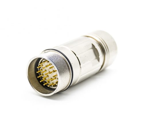 圓形插頭M23 26芯公針插頭直式焊線(xiàn)帶屏蔽