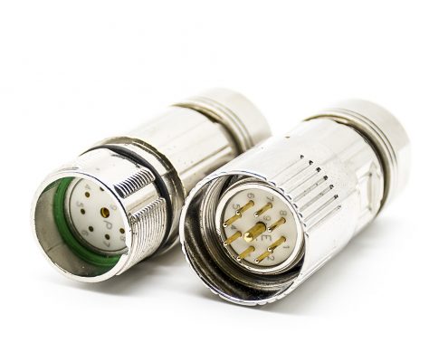 M23工業(yè)連接器M23 9芯針公插頭直式焊線帶屏蔽