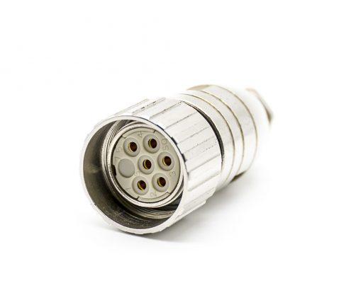 M23伺服連接器6芯孔母插頭直式焊線帶屏蔽