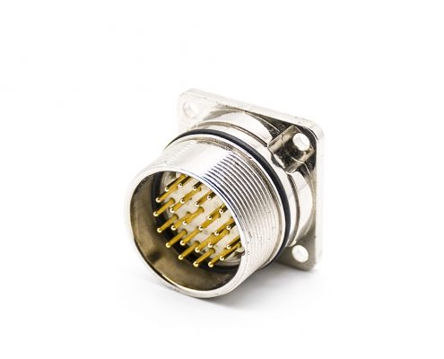 M23連接器插座26針公頭直式面板安裝四孔法蘭插座