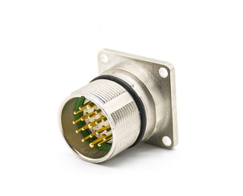 工業(yè)連接器插座M23 19芯針母插座直式面板安裝四孔法蘭帶屏蔽