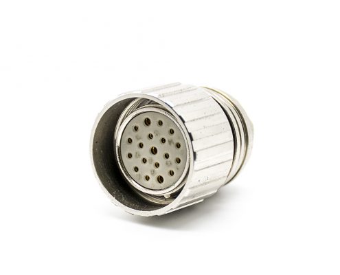 M23 19芯孔母插頭接線焊線直式帶屏蔽