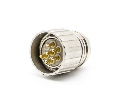 6針公插頭M23公插頭接線焊線直式帶屏蔽