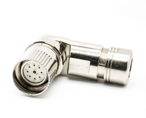 M23 9芯連接器彎插頭9芯孔母頭接線焊線帶屏蔽