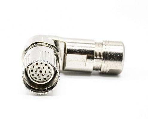 M23連接器19芯彎插頭母頭接線焊線帶屏蔽