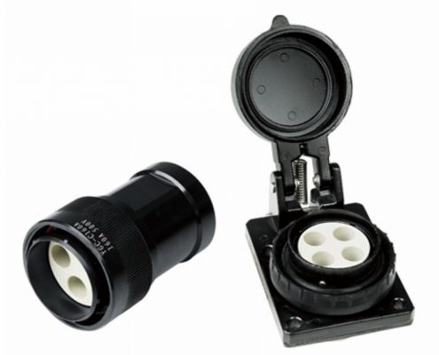 4芯圓形電連接器YGC直式公母對接IP67卡口連接壓接式帶防塵蓋牽引連接器