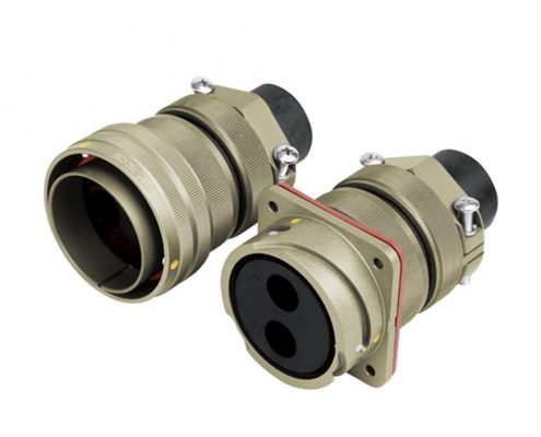 鐵路專用圓形電連接器YGC卡口連接IP67冷壓接式200A公母對(duì)接2芯直式牽引連接器