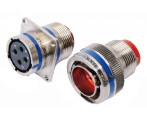 4芯YBII系列14殼體鍍鎳公插頭&母插座卡口連接法蘭安裝連接器