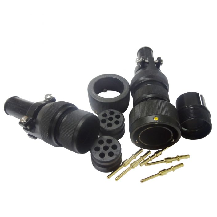 鐵路專用圓形電連接器JL黑色陽極化美標(biāo)7芯卡扣連接公插頭直式牽引連接器